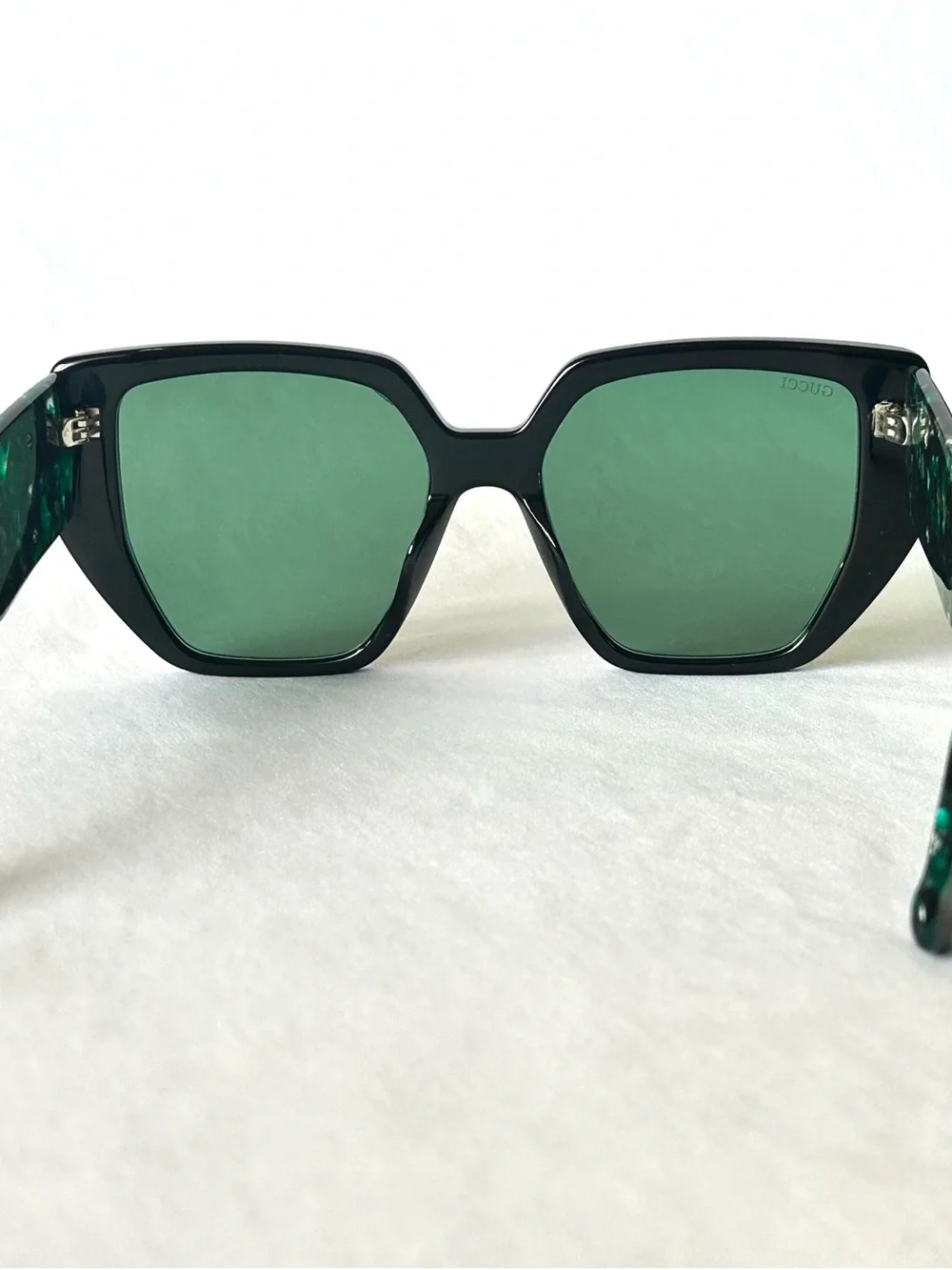 Gucci GG0956S 001 Oversized Black & Green Frame Sunglasses w Green Lenses